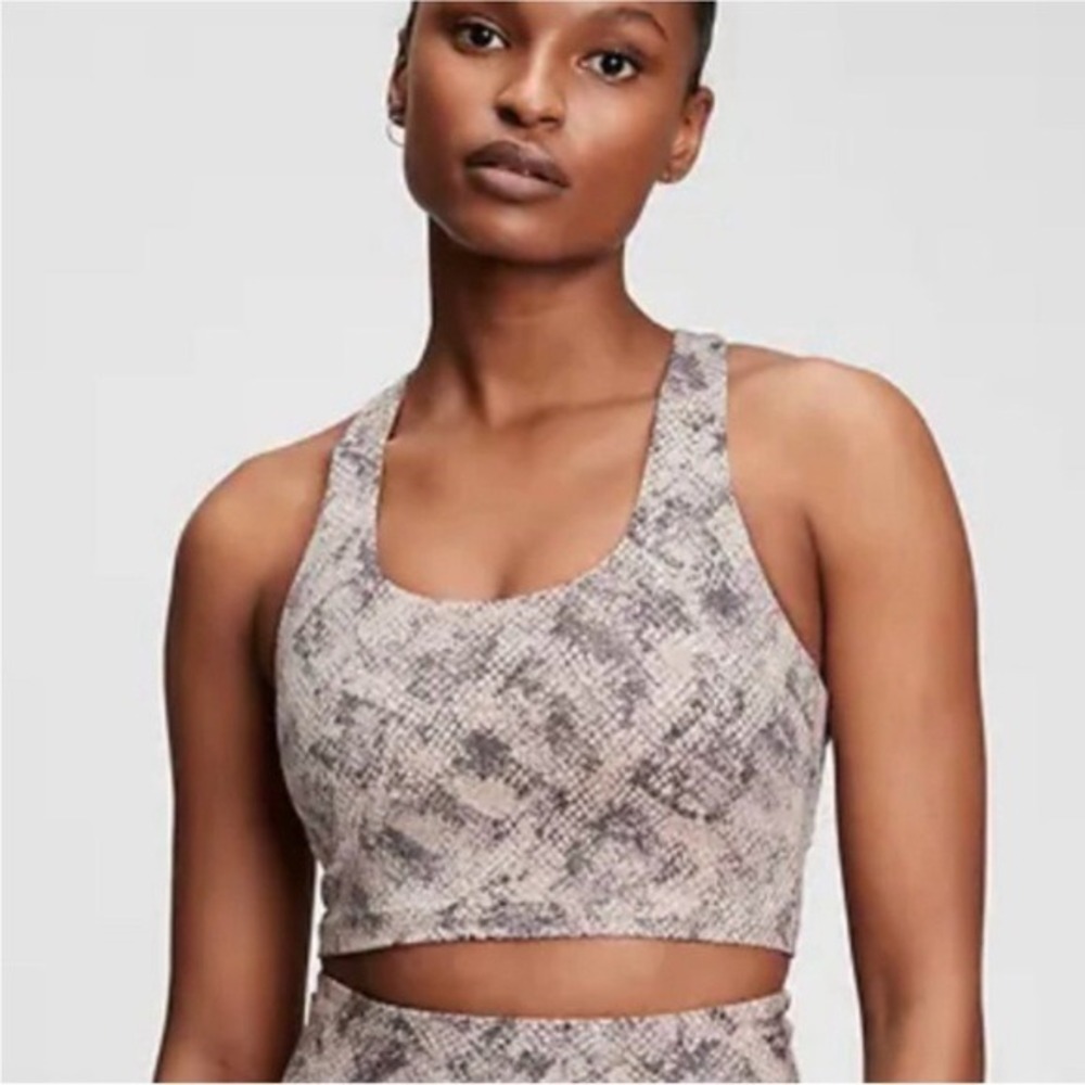 GapFit Eclipse Sports Bra Womens Snakeskin Animal Print Longline Racerback